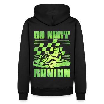 Karting, course, course de karting, pilotes de karting - Sweat à capuche Premium bio Homme - noir - Dos - Nico (187cm)