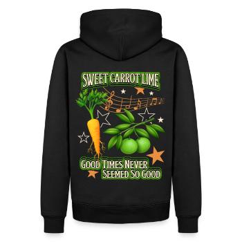 Karotte, Mohrrübe, Limette lustiger Spruch, Pun - Männer Premium Bio Hoodie - Schwarz - Hinten - Nico (187cm)