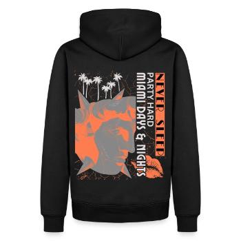 Miami Floride, fête, Art déco Poster - Sweat à capuche Premium bio Homme - noir - Dos - Nico (187cm)