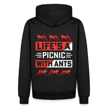 Life's a picnic with ants - Männer Premium Bio Hoodie - Schwarz - Hinten - Nico (187cm)