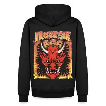 Devil-Devil, Satan Saying 666 - Men’s Premium Organic Hoodie - black - Back - Nico (187cm)