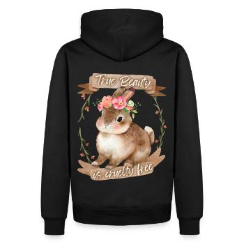 Petit lapin, lapin, bien-être animal, Vegan, dicton - Sweat à capuche Premium bio Homme - noir - Dos - Nico (187cm)
