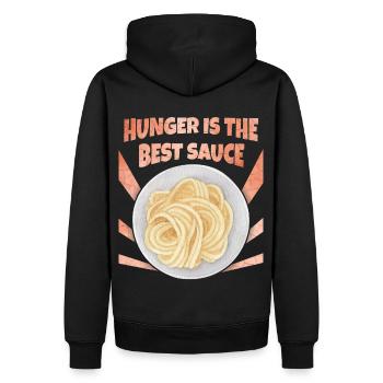 Nudeln, Spaghetti, Pasta lustiger Spruch - Männer Premium Bio Hoodie - Schwarz - Hinten - Nico (187cm)
