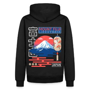 Mont Fujiyama japonais, Mont Fuji, Japon rétro - Sweat à capuche Premium bio Homme - noir - Dos - Nico (187cm)