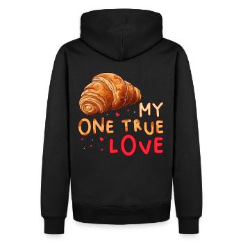 My One True Love Pastry Lover Funny Croissant - Männer Premium Bio Hoodie - Schwarz - Hinten - Nico (187cm)