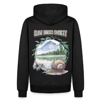 Langsam Bergwandern Berge Wandern lustiger Spruch - Männer Premium Bio Hoodie - Schwarz - Hinten - Nico (187cm)