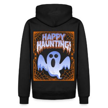 Lustiger Geist, Spruch mit Spinnweben, Spinne, Pun - Männer Premium Bio Hoodie - Schwarz - Hinten - Nico (187cm)