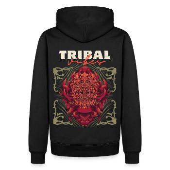 Bali Asien Maske, Indonesische Barong Gottheit - Männer Premium Bio Hoodie - Schwarz - Hinten - Nico (187cm)