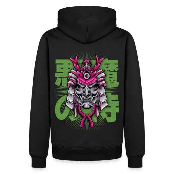 Japanischer Dämon, Samurai Oni, Maske - Männer Premium Bio Hoodie - Schwarz - Hinten - Nico (187cm)