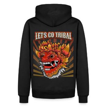 Barong Maske, Indonesische Maske, Bali Rangda - Männer Premium Bio Hoodie - Schwarz - Hinten - Nico (187cm)