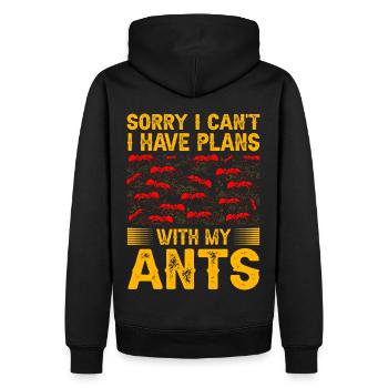 Sorry I can't I have plans with my ants - Männer Premium Bio Hoodie - Schwarz - Hinten - Nico (187cm)