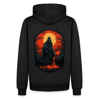 Gruseliger Halloween Sensenmann Grim Reaper - Männer Premium Bio Hoodie - Schwarz - Hinten - Nico (187cm)