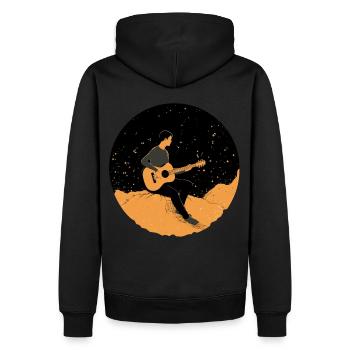 Minimalist Night Sky Nature Acoustic Guitar Musici - Männer Premium Bio Hoodie - Schwarz - Hinten - Nico (187cm)