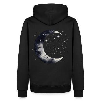 Stars and Moon Night Sky Galaxy Aesthetic Graphic - Männer Premium Bio Hoodie - Schwarz - Hinten - Nico (187cm)