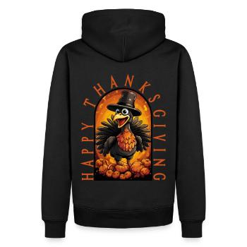 Truthahn Happy Thanksgiving - Männer Premium Bio Hoodie - Schwarz - Hinten - Nico (187cm)