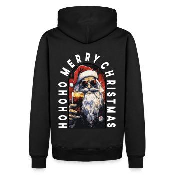 HO HO HO Santa Claus Santa Claus Drinks Alcohol - Men’s Premium Organic Hoodie - black - Back - Nico (187cm)