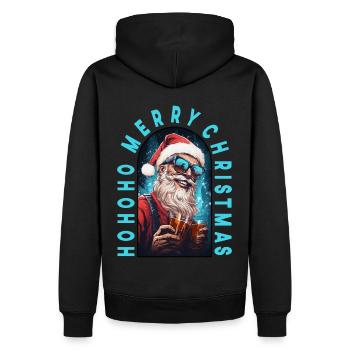 HO HO HO Santa Claus Santa Claus Drinks Alcohol - Men’s Premium Organic Hoodie - black - Back - Nico (187cm)