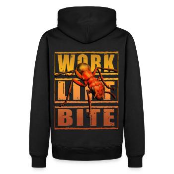 Fourmi de morsure d'ascenseur de travail - Sweat à capuche Premium bio Homme - noir - Dos - Nico (187cm)