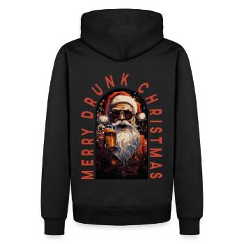 Merry Drunk Christmas Weihnachtsmann Trinkt Alk - Männer Premium Bio Hoodie - Schwarz - Hinten - Nico (187cm)