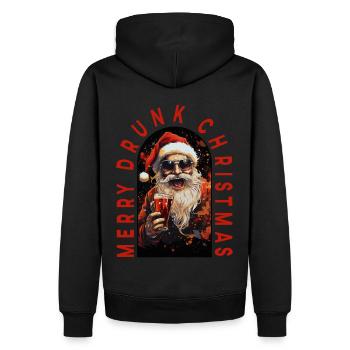 Merry Drunk Christmas Weihnachtsmann Trinkt Alk - Männer Premium Bio Hoodie - Schwarz - Hinten - Nico (187cm)