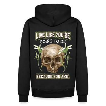 Drôle de tête de mort disant, tête de mort Vintage - Sweat à capuche Premium bio Homme - noir - Dos - Nico (187cm)