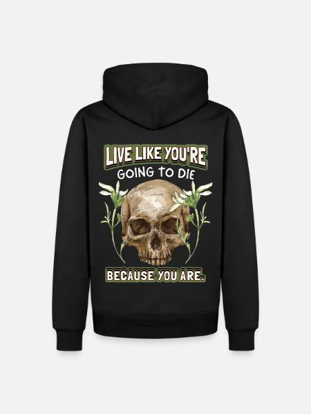 Lustiger Totenkopf Spruch, Vintage Totenschädel - Männer Premium Bio Hoodie - Schwarz