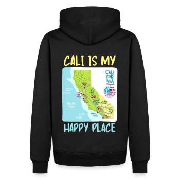Californie, Californie Amour, Carte, Dicton - Sweat à capuche Premium bio Homme - noir - Dos - Nico (187cm)