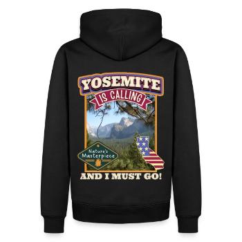 Parc national de Yosemite, rétro vintage, Californie - Sweat à capuche Premium bio Homme - noir - Dos - Nico (187cm)