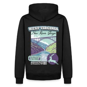 Virginie-Occidentale Vintage, New River Gorge, affiche WPA - Sweat à capuche Premium bio Homme - noir - Dos - Nico (187cm)