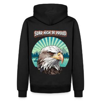 Spruch mit Adler-Motiv, Adler Illustration - Männer Premium Bio Hoodie - Schwarz - Hinten - Nico (187cm)