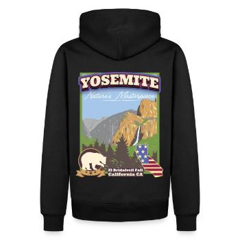 Yosemite Nationalpark, Vintage California Ca - Männer Premium Bio Hoodie - Schwarz - Hinten - Nico (187cm)