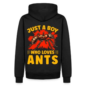 Juste un garçon qui aime les fourmis - Sweat à capuche Premium bio Homme - noir - Dos - Nico (187cm)