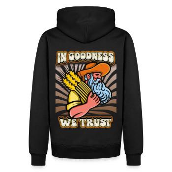 Erntedank, Farmer, vintage Bauer mit Kornähren - Männer Premium Bio Hoodie - Schwarz - Hinten - Nico (187cm)
