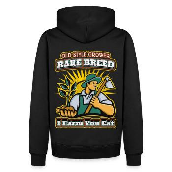Conventional Farming, Farmer, Farmer Saying - Men’s Premium Organic Hoodie - black - Back - Nico (187cm)