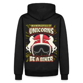 Licorne Licorne Drôle Motard Motard Dire - Sweat à capuche Premium bio Homme - noir - Dos - Nico (187cm)