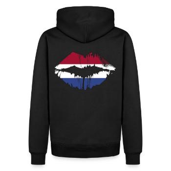 Netherlands Pride Country Flag Lips Patriotic Dutc - Männer Premium Bio Hoodie - Schwarz - Hinten - Nico (187cm)