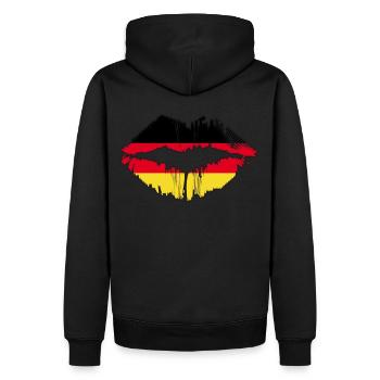Germany Country Flag German Roots Kiss Lips - Männer Premium Bio Hoodie - Schwarz - Hinten - Nico (187cm)