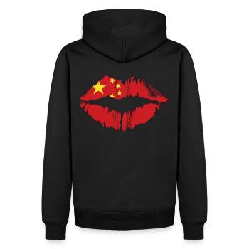Chinese Country Flag China Red Kiss Lips - Männer Premium Bio Hoodie - Schwarz - Hinten - Nico (187cm)