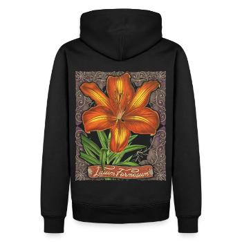 Vintage Lilie, Lilium Formosanum, Blume, antik - Männer Premium Bio Hoodie - Schwarz - Hinten - Nico (187cm)
