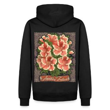 Azalee, Azalea Indica, Vintage botanische Blumen - Männer Premium Bio Hoodie - Schwarz - Hinten - Nico (187cm)