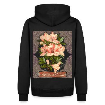 Vintage Azalea, Azalee d'Europe, botanische Blumen - Männer Premium Bio Hoodie - Schwarz - Hinten - Nico (187cm)