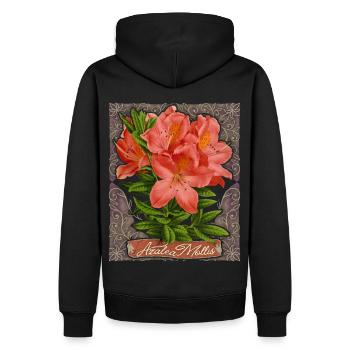 Azalee, Azalea Mollis, Vintage botanische Blumen - Männer Premium Bio Hoodie - Schwarz - Hinten - Nico (187cm)