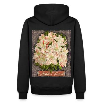 Azalea Indica, vintage botanische Blumen, Azalee - Männer Premium Bio Hoodie - Schwarz - Hinten - Nico (187cm)