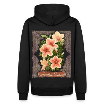 Vintage Azalee, Azalea Indica, botanische Blumen - Männer Premium Bio Hoodie - Schwarz - Hinten - Nico (187cm)
