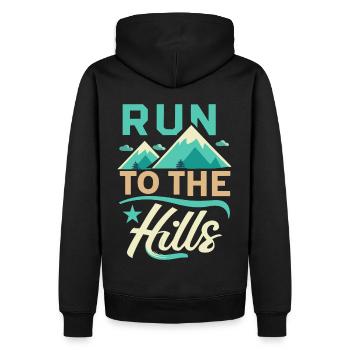 Run to the Hills Läufer Runner Jogger - Sweat à capuche Premium bio Homme - noir - Dos - Nico (187cm)