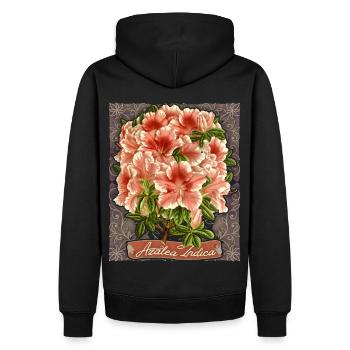 Indische Azalee, vintage-retro Azalea Indica - Männer Premium Bio Hoodie - Schwarz - Hinten - Nico (187cm)
