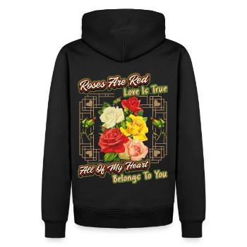 Red Roses, Liebe, Spruch zum Valentinstag - Männer Premium Bio Hoodie - Schwarz - Hinten - Nico (187cm)