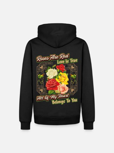 Roses rouges, amour, la Saint-Valentin dictant - Sweat à capuche Premium bio Homme - noir