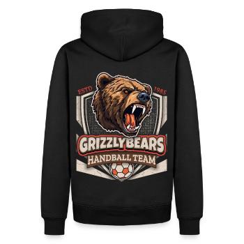 Handball, Grizzly Bears Team, Grizzlybären Logo - Männer Premium Bio Hoodie - Schwarz - Hinten - Nico (187cm)