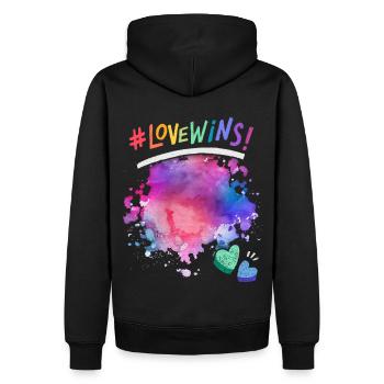 Dire que l’amour gagne ! pour les LGBT, LGBTQ avec des cœurs - Sweat à capuche Premium bio Homme - noir - Dos - Nico (187cm)